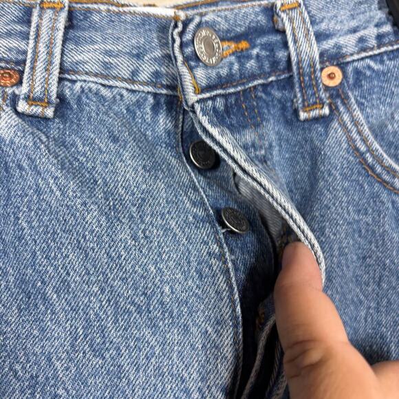 EB Denim Farrah Flare Button Fly Retro Jeans Light Blue Wash Split Hem - Picture 7 of 12